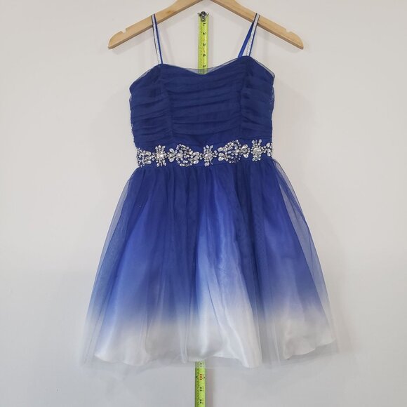 Y2K Deb Blue Ombre Tulle Homecoming Dress Size 7/8 Cocktail Party Formal Flirty - Picture 3 of 6
